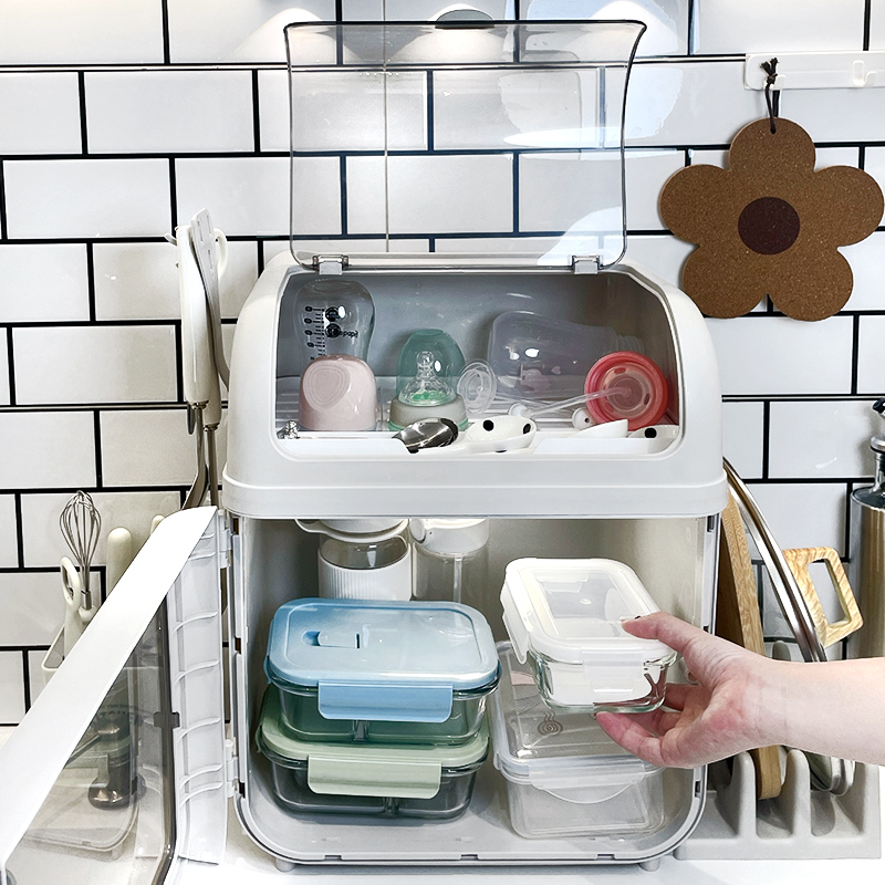 厨房碗碟收纳架带盖放餐具的碗箱碗柜置物架子家用沥水碗筷收纳盒