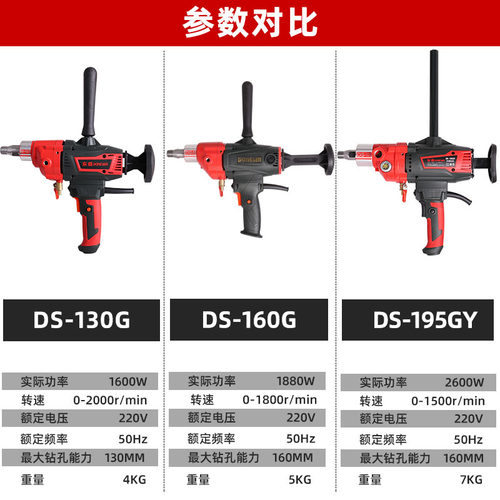 新款DS160G液油手提款金刚石水钻机空调安全离合过载保护东森195G