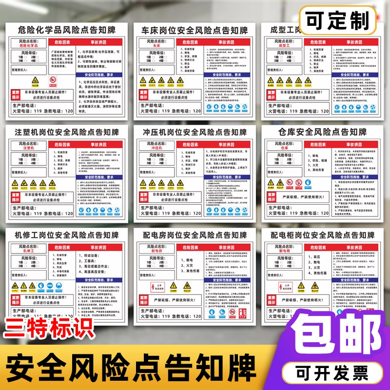 点胶机岗位安全风险n点告知牌 车间机械岗位危害源标识标志警示牌