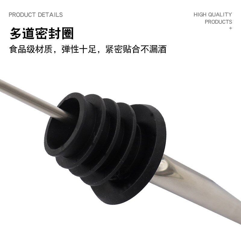 304不锈钢倒酒器带帽 鸡尾酒酒瓶塞调酒器酒嘴  小黑帽红酒倒酒器