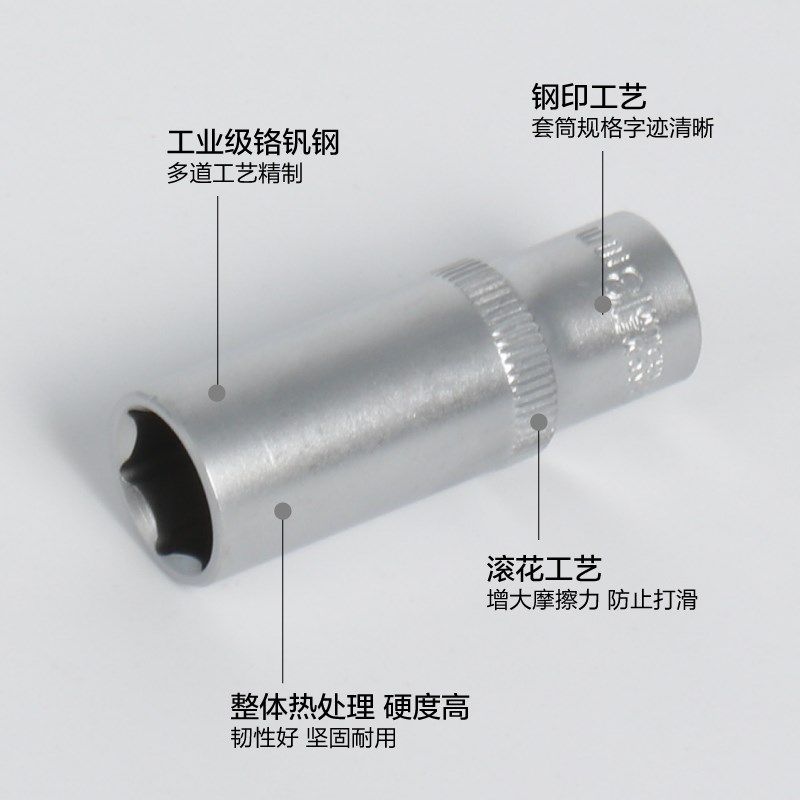 TANKSTORM 1/4六角长套筒头批头插条小飞6角加长套筒头套装全套