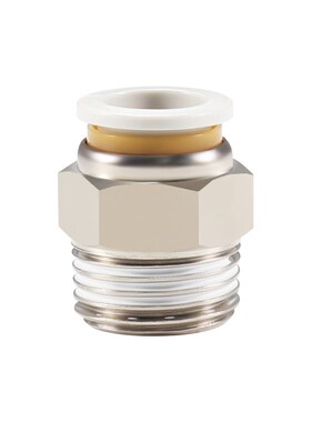 螺纹直通快插接头PC8/6/10-02/01/04/M5白色气动软管快速接头气嘴