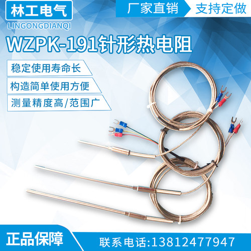 PT100铠装热电阻 WZPK-191针形热电阻 铠装丝可弯曲 带引线自定