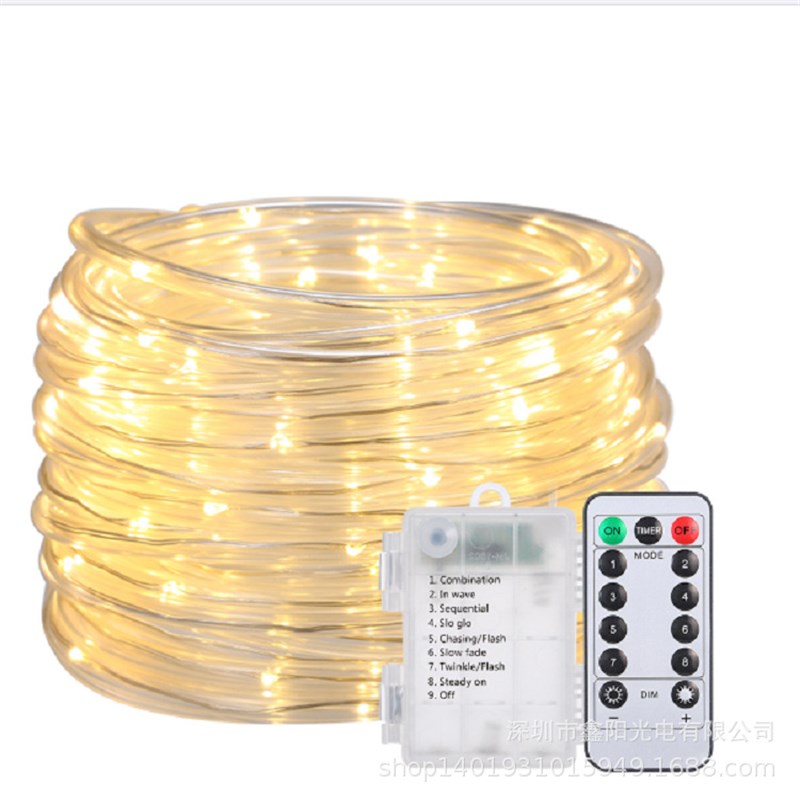 8功能太阳能水管p子灯串 8功能防水电池管子灯串