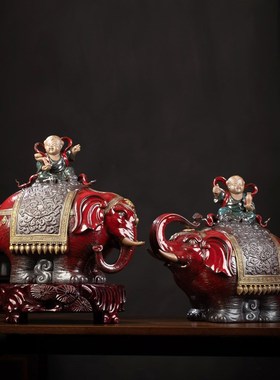 问瓷阁王顺大象摆件一q对招财吉祥如意象玄关客厅办公室电视柜装