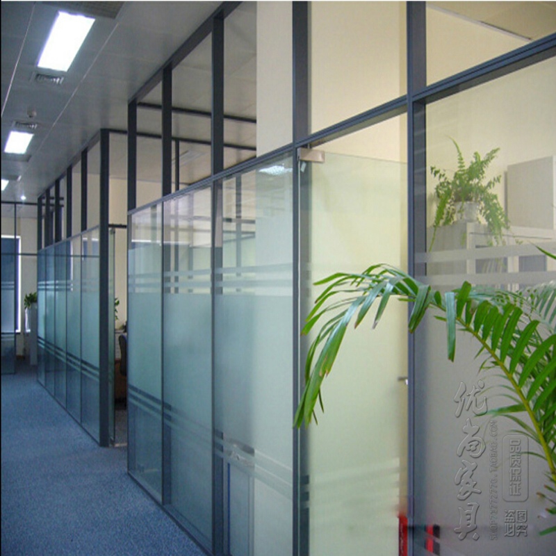 办公室高隔断钢化玻璃高隔断移动屏风G隔断高隔墙双玻隔断磨砂百
