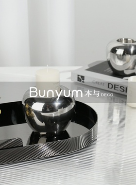 现代简约金属蜡烛台摆件样板间卧室茶几客厅Q软装家居香薰饰品