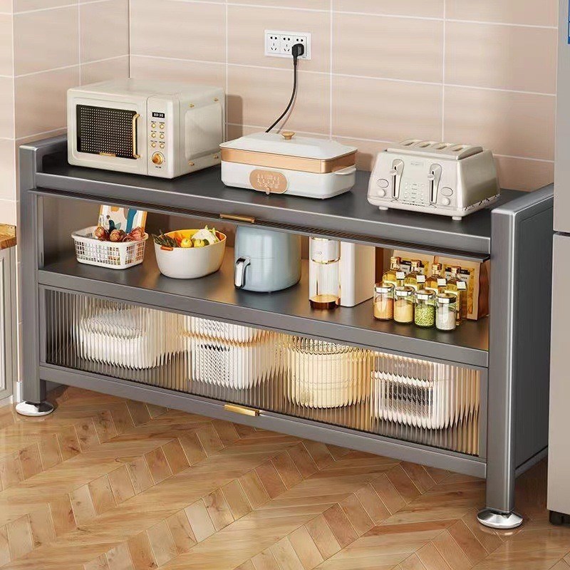 家用多层餐边储物柜m厨房置物架微波炉碗收纳柜子操作灶台橱柜一