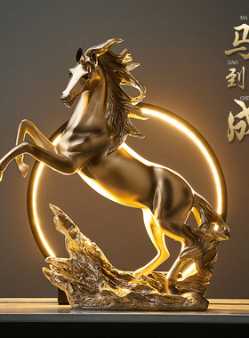 新中式创b意马到成功摆件轻奢高档酒柜电视柜玄关客厅乔迁新居礼