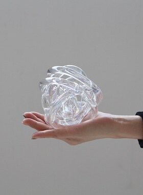 现代简约创意透明几何手工琉璃麻绳摆H件软装书柜酒店样板间饰品
