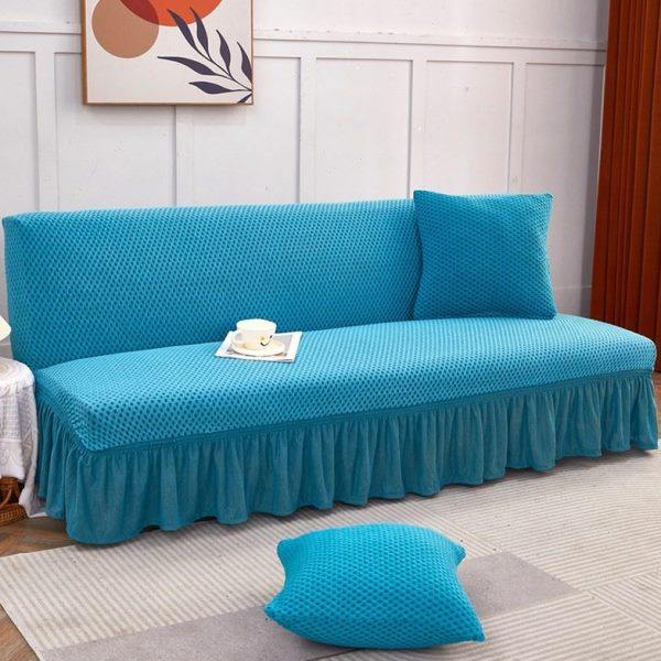 纯色简约小方格全包沙发床罩弹力花边款无扶手沙发套四季通用,居家布艺,沙发垫,淘宝优惠券,粉丝福利购,淘宝优惠卷