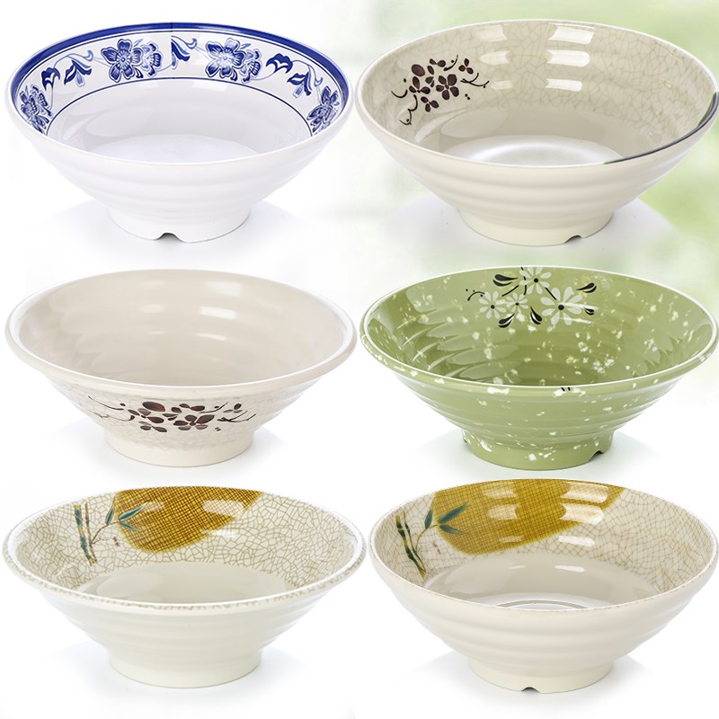 加厚密胺青花碗仿瓷餐具麻辣烫碗大碗塑料汤碗Q牛肉面碗拉面碗商