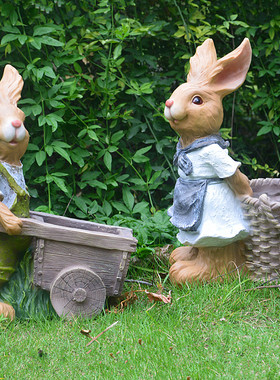 卡通风兔子花缸园艺装饰小品小猪花E盆G工艺品动物造景商场雕塑摆