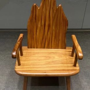 乌金木靠山椅随形靠背公园椅实木主人椅原木榫卯结构大板茶桌配椅