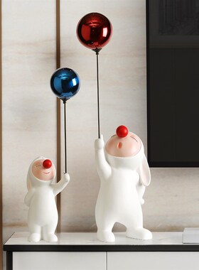 电视柜摆件网红气l球兔雕塑摆设轻奢客厅创意家居软装饰品简约现