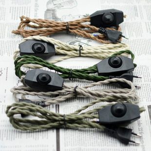 卧室床头全铜台灯调光开关线手工复古个性编织麻花电源控制钨丝灯