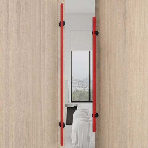 不锈钢拉手红色方圆极简玻璃门把手独特设计极细方管大门木门把手