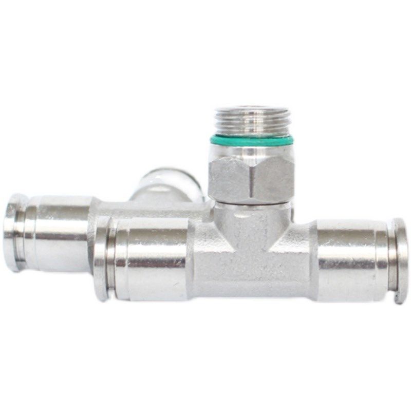 304不锈钢气管接头T型三通螺纹PB6-02快插8-03 10-04 12-03耐腐蚀