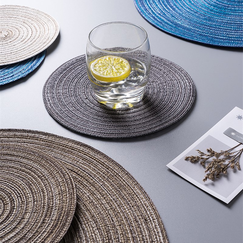 新疆包邮日式手工苎麻螺纹圆形餐桌垫隔热垫防烫垫防滑碗盘垫锅垫