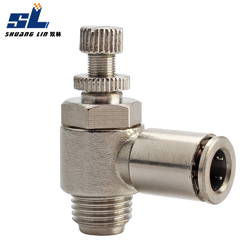 气动气管全铜调速单向限流气缸节流阀接头SL4/6/8/10-M5-01-02-03