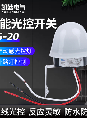 光控开关220V防雨AS-20自动晚上亮光感应开关智能路灯光控控制器