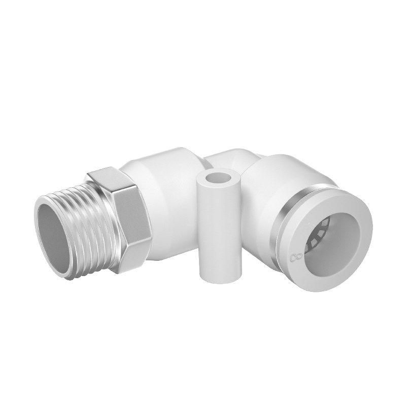 白色精品外螺纹弯头PL4-M5 6-03 8-02 10-01 10-03快速气管接头