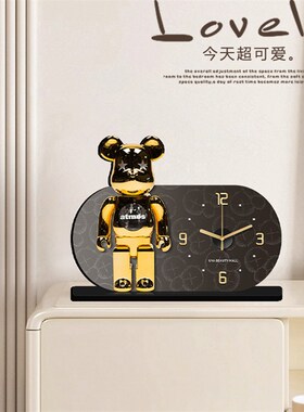 2025新款简约艺术桌面时钟装饰品客厅玄关N摆件高级感可爱静音座