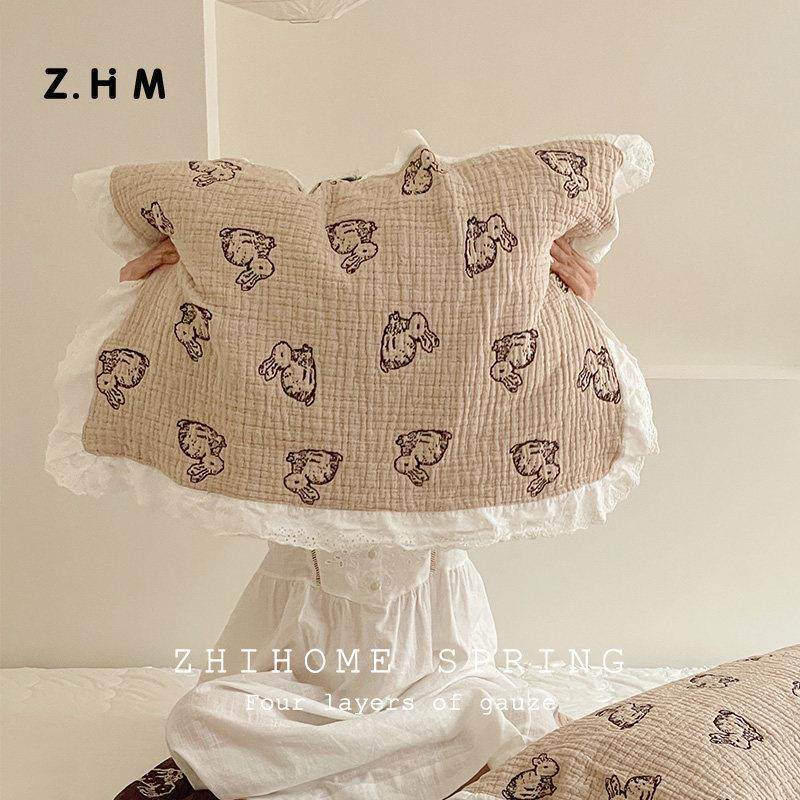 花边纱布枕巾纯棉100全棉一对装ins风夏季枕头巾防螨抗菌大号套巾