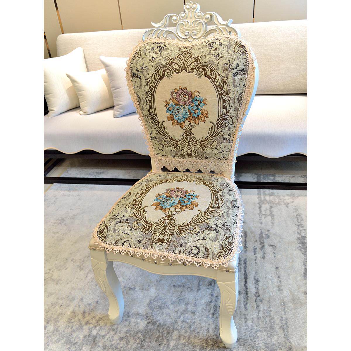 欧式餐椅垫套装 四季通用高档布艺餐桌椅子坐垫椅背套罩家用