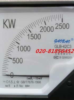 GLB-42C3直流电流功率表42C3-2500KW 1MA HZ  75MV 18V GB/T7676