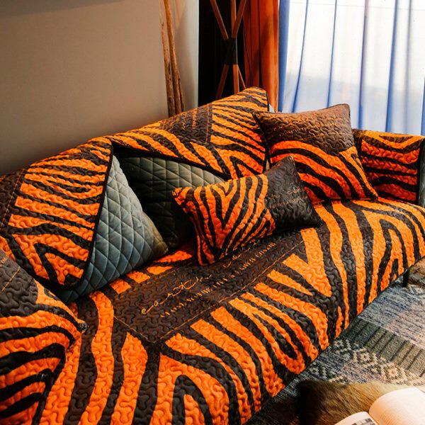 仿皮草高档毛绒加厚沙发垫时尚豹纹轻奢防滑皮沙发坐垫水洗沙发套