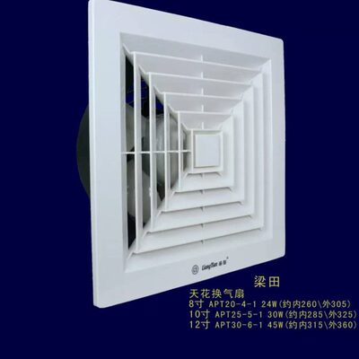 梁田排气扇8寸200m APT20-4-1天花直排换气扇厨房卫生间吸顶静音