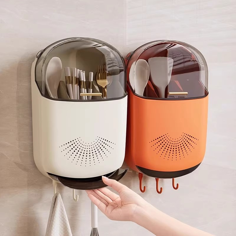 壁挂式筷子收纳盒家用厨房置x物架筷子篓筷笼勺子桶筷笼防腐餐具