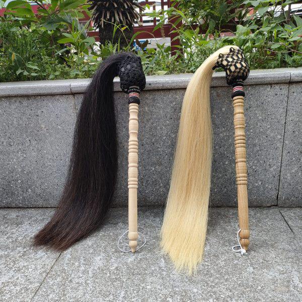 真马尾太极拂尘蝇甩子法器道具浮尘道士用品太监佛尘扫掸子浮沉