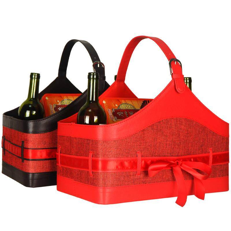 节日高档皮革礼品篮送礼水果篮仿皮礼篮酒店月饼篮家居杂志篮提篮,收纳整理,脏衣篮,淘宝优惠券,粉丝福利购,淘宝优惠卷