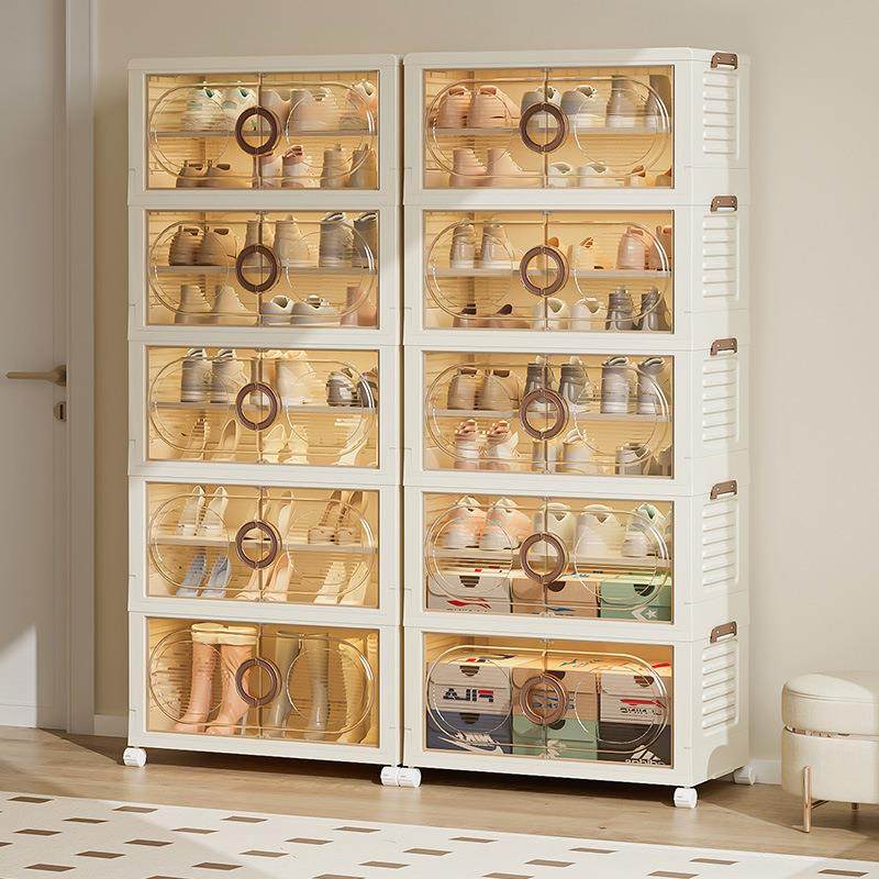 鞋柜折叠一件起批大容量家用加厚鞋子收纳柜多层透明鞋盒塑料鞋架