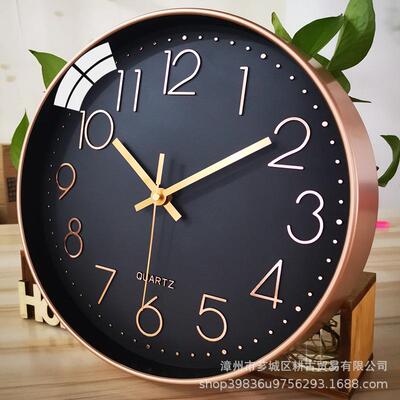 12英寸钟表时钟挂钟工厂石英钟现代简约塑料客厅数字clock