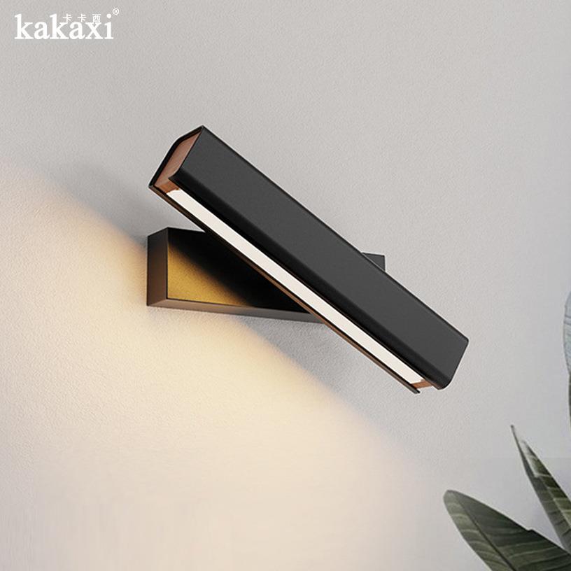 北欧简约床头壁灯360度旋转LED卧室创意灯具酒店客房过道墙壁灯