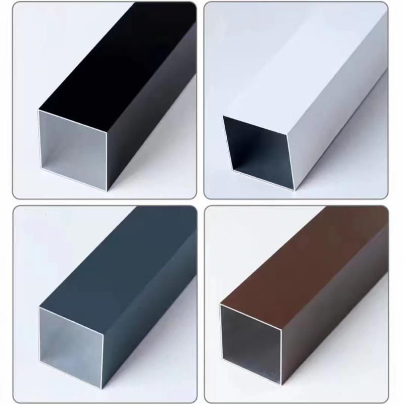 现货深灰色铝扁管铝方管室外静电粉末喷涂铝合金型材口型隔断幕墙