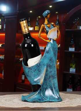 红酒架摆b件+酒柜装饰品摆件家用欧式创意酒架酒瓶架现代简约客厅