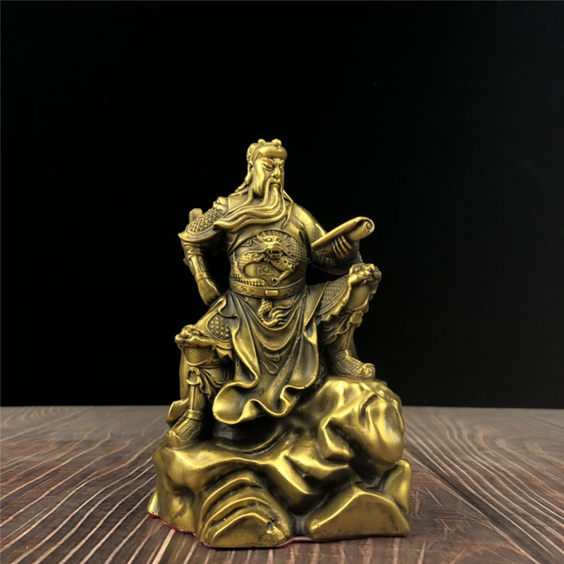 纯铜看书关公摆j件办公室关公装饰品家居客厅铜制车饰摆件铜关公