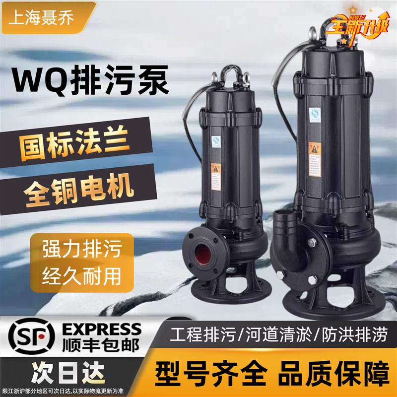 污水泵38c0v三相抽粪泥浆工业排污泵潜水泵抽水泵地下室污水提升