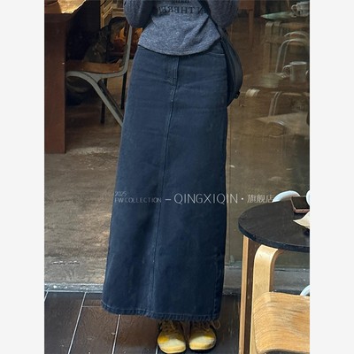 【高品质发货】灰黑色牛仔半身裙女◆25秋季新款高腰显瘦百搭简约