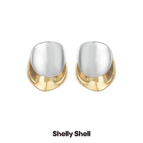 Shelly Shell拼接原片耳钉 高级感小众设计