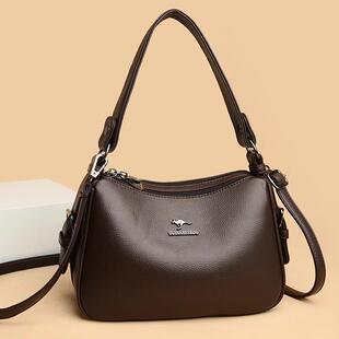 吉尼斯袋鼠软皮单肩斜挎手提包2026新款软皮时尚百搭妈妈包包女