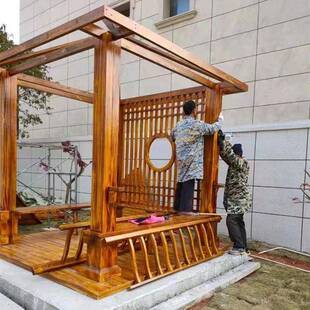 新中式四954角亭户外院实木凉防腐木露新款别墅庭花园室外台院子