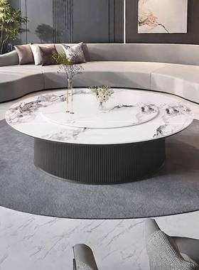 一桌01855件大圆锅桌店会所酒饭店多功能火圆电动岩板餐桌圆桌