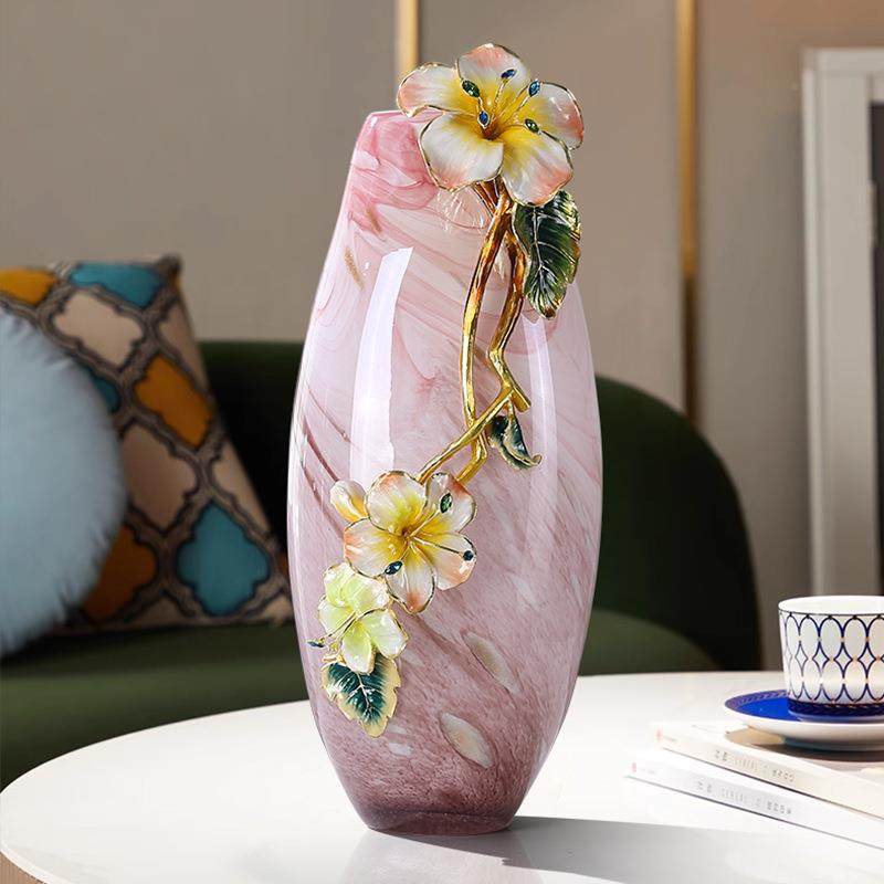 珐琅彩平纳玄福艺术花高瓶现代轻奢客厅关柜水养安花FD-00175器档,家居饰品,花瓶,淘宝优惠券,粉丝福利购,淘宝优惠卷