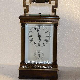 作旧铜机械闹钟 老式 上弦台钟 古典座钟 仿古西洋四功能皮套钟