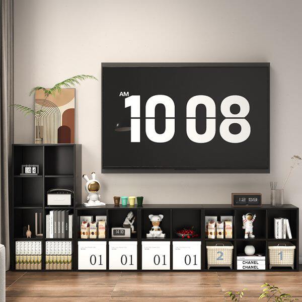 现代简约落地客厅家用自由组合储物收纳格子矮书柜一体靠墙置物架